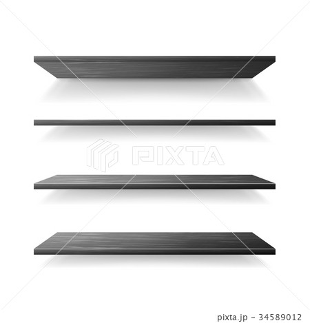 Empty Wood Shelves Template Vector Set 34589012