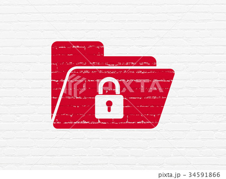Business concept: Folder With Lock on wall 34591866