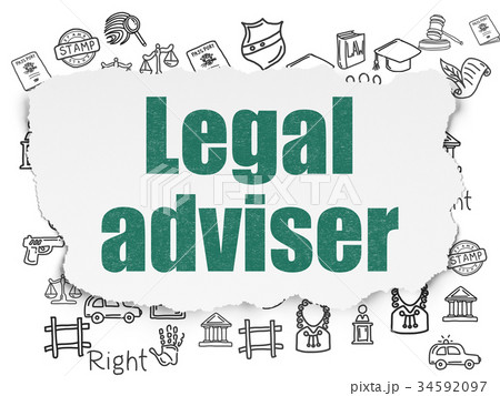 Law concept: Legal Adviser on Torn Paper Law concept: Legal Adviser on Torn Paper 34592097
