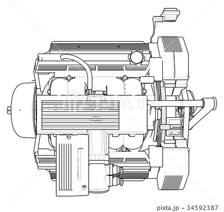 Powerful car engine. The engine is drawn with 34592387