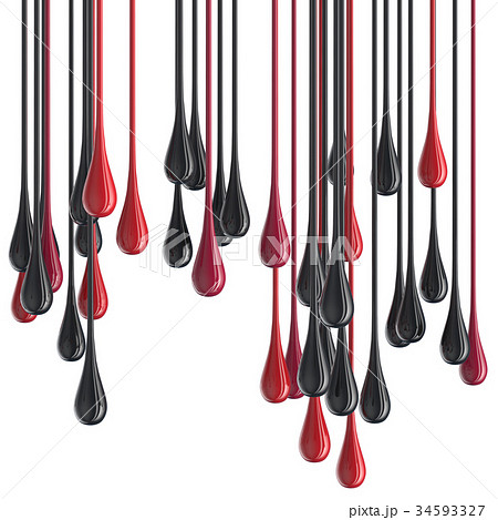 3D red and black glossy paint drop blobs 34593327