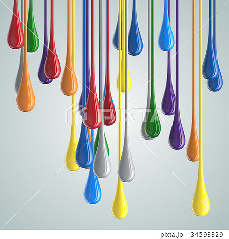 3D color glossy paint drop blobs 34593329