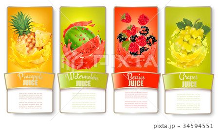 Big set of labels with fruit in juice splash. Big set of labels with fruit in juice splash. 34594551
