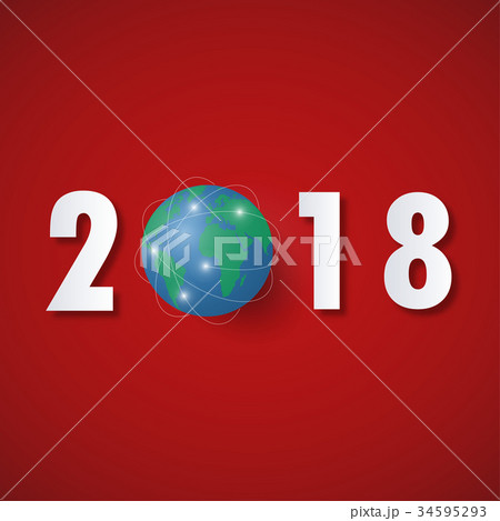 Happy new 2018 year. Greetings card. 34595293