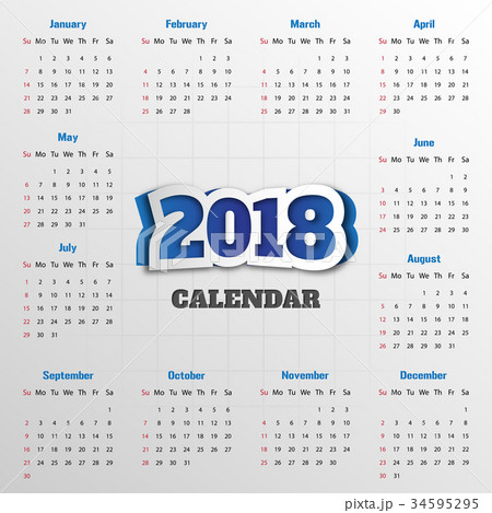 2018 Modern calendar template .Vector/illustration 2018 Modern calendar template .Vector/illustration 34595295