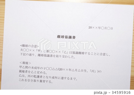 離婚協議書(親権) 離婚協議書(親権) 34595916
