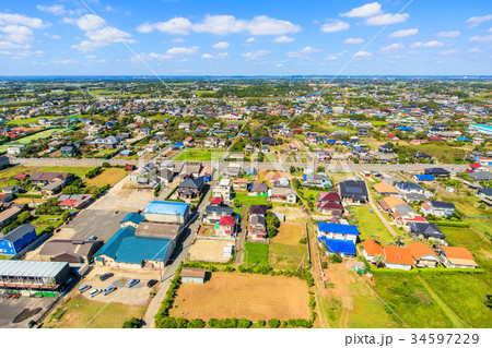 山武郡九十九里町　不動堂海水浴場付近を空撮 34597229