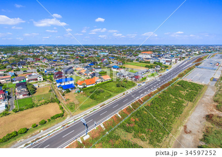 山武郡九十九里町 不動堂海水浴場付近を空撮 山武郡九十九里町 不動堂海水浴場付近を空撮 34597252