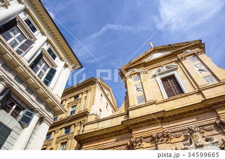Genova colorful buildings church piazza giacomo Genova colorful buildings church piazza giacomo 34599665