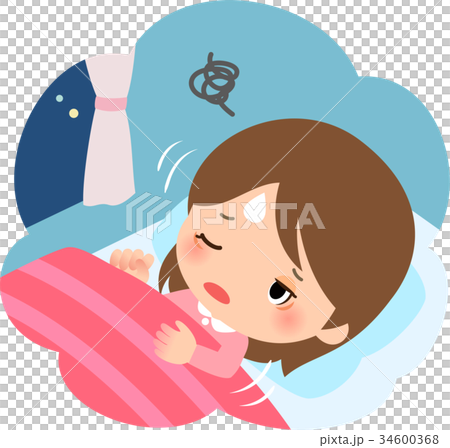 寝苦しそうに寝返りを打つ女性 34600368