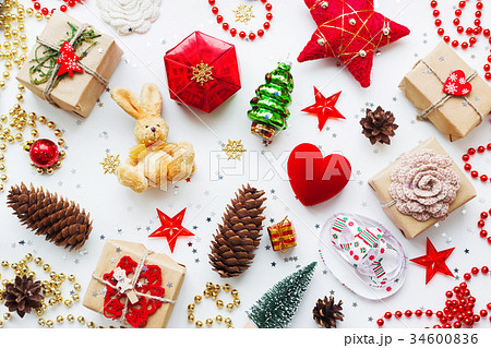 Christmas and New Year background with decorations 34600836
