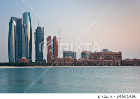 Abu Dhabi buildings skyline from the sea 34601496