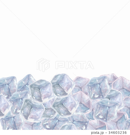 White background with watercolor ice cubes 34603236