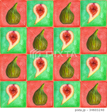Watercolor seamless pattern with figs 34603240