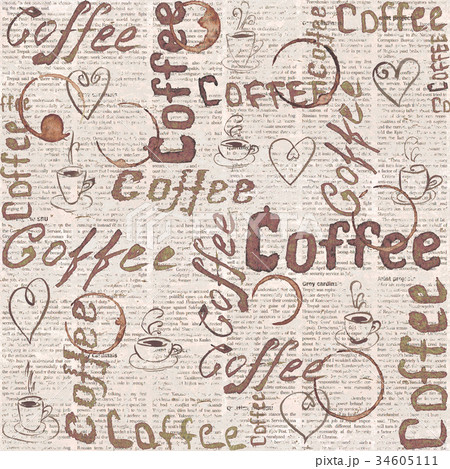 Sketch old newspaper coffee background 34605111