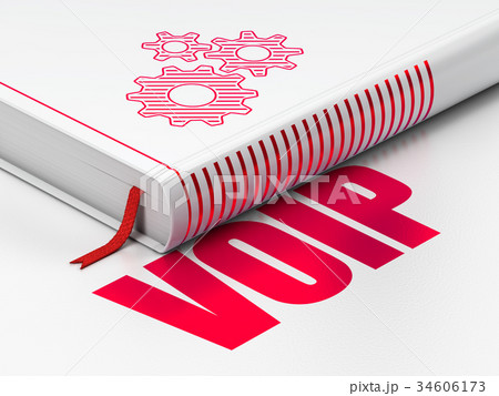Web design concept: book Gears, VOIP on white 34606173