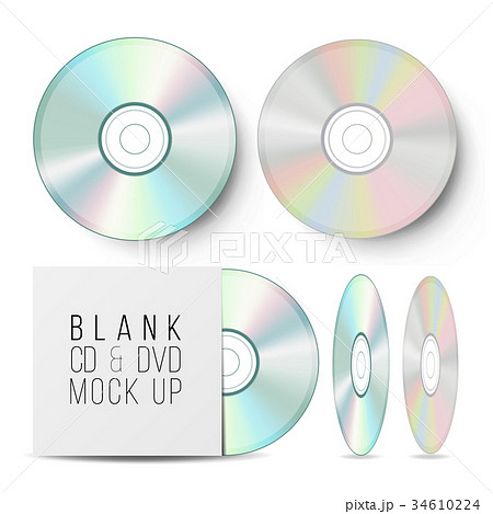 CD Disc Set Vector. Realistic Mock Up With DVD 34610224