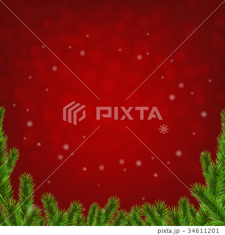 Christmas Red Background With Firtree 34611201