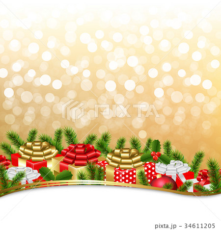 Golden Xmas Gift Border 34611205