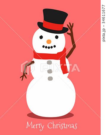 クリスマスカード 雪だるま ベクターのイラスト素材 34611677 Pixta