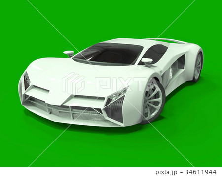 Conceptual high-speed white sports car. Green 34611944