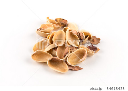 pistachio nut shell on white pistachio nut shell on white 34613423