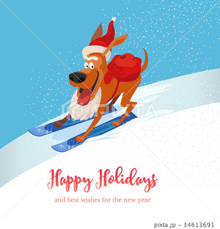 Skiing cute dog icon 34613691