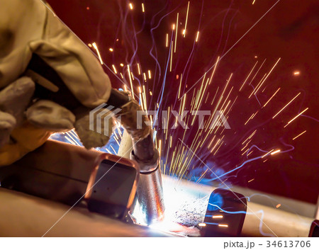 Industrial steel welder in factory technical, 34613706