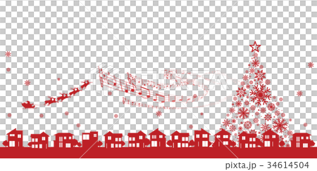 クリスマスイメージ 街並みとサンタクロース のイラスト素材