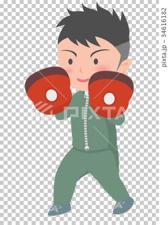 ボクシング トレーナー コーチ パンチングミットのイラスト素材