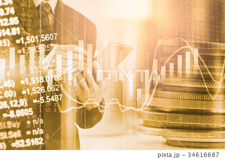 Business man on stock market financial trade Business man on stock market financial trade 34616687