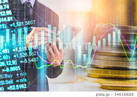 Business man on stock market financial trade  34616688