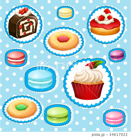 Sticker set with different types of desserts 34617022