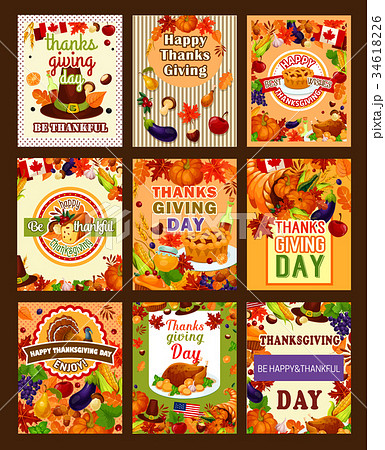 Thanksgiving greeting vector poters or cards 34618226
