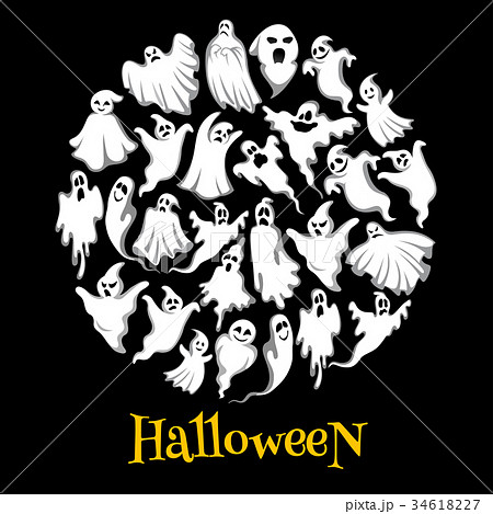 Halloween ghost or holiday spirit round poster 34618227