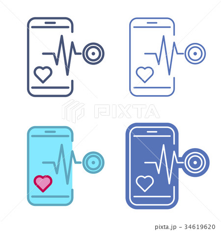 Mobile phone with heartbeat symbol. Telemedicine Mobile phone with heartbeat symbol. Telemedicine 34619620