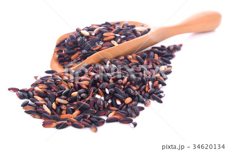 Black glutinous rice isolated on white background. Black glutinous rice isolated on white background. 34620134