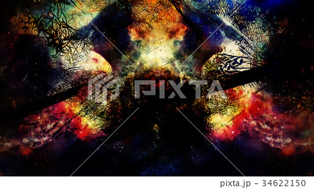 Eagle in cosmic space. Profile portratit. Computer 34622150