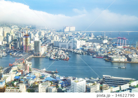 釜山タワー展望台からの風景：南浦洞・影島大橋方面 34622790