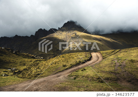 A beautiful morning landscape of a road in the 34623577