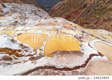 White salt pans also known as "Salineras de Maras" 34624894