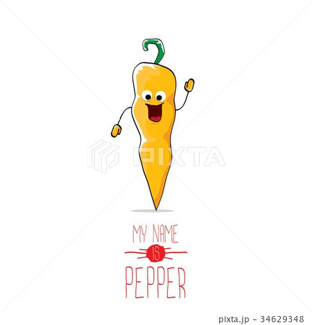 Vector Funny Cartoon Orange Pepper Characterのイラスト素材