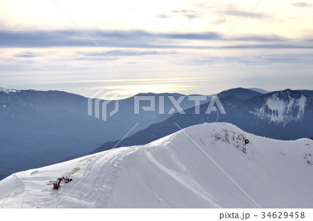 Mountain landscape with excavator machine 34629458