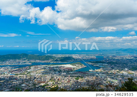 夏の皿倉山からの眺め【北九州市八幡区若松区戸畑区】 夏の皿倉山からの眺め【北九州市八幡区若松区戸畑区】 34629535