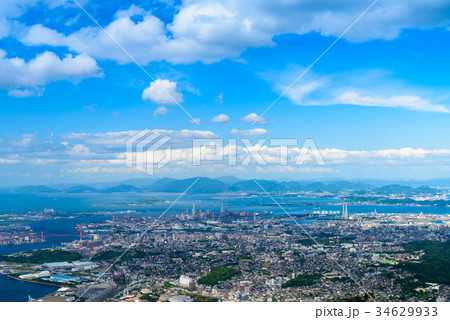 夏の皿倉山からの眺め【北九州市八幡区戸畑区小倉区】 夏の皿倉山からの眺め【北九州市八幡区戸畑区小倉区】 34629933