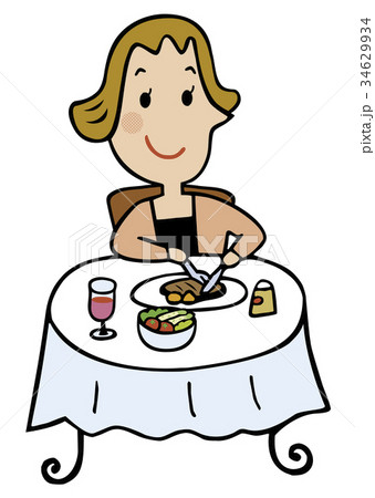 食事をする女性 食事をする女性 34629934