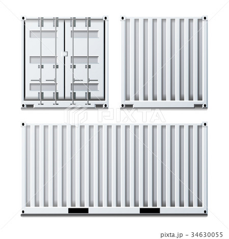 White Cargo Container Vector. Classic Cargo White Cargo Container Vector. Classic Cargo 34630055
