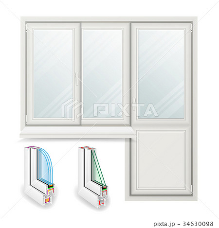 Plastic Window Vector. Opened Door. Home White 34630098