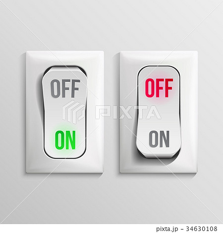 3D Toggle Switch Vector. White Switches With Onのイラスト素材 [34630108] - PIXTA