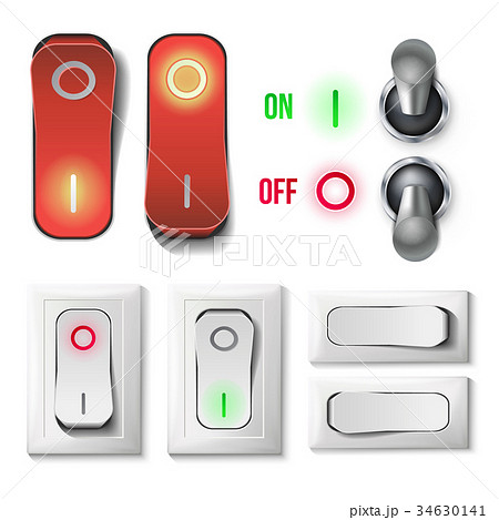 Toggle Switch Set Vector Plastic And Metalのイラスト素材